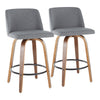 Toriano - Mid-Century Modern Counter Stool (Set of 2) - Walnut / Gray