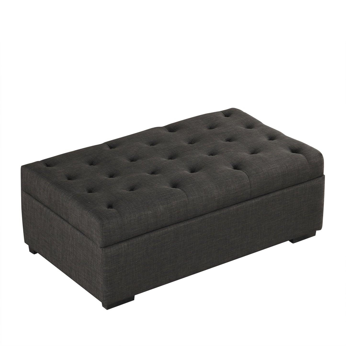 Convertible Ottoman Sleeper With Memory Mattress And Tufted Design, Folding Sofa Bed - Dark Gray Linen
