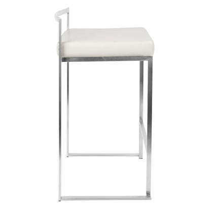 Fuji - Contemporary, Stackable Counter Stool (Set of 3) - White