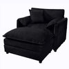Oversized Recliner Chair With Movable Ottoman, Soft Chenille Upholstered Indoor Lounge Chair - Black