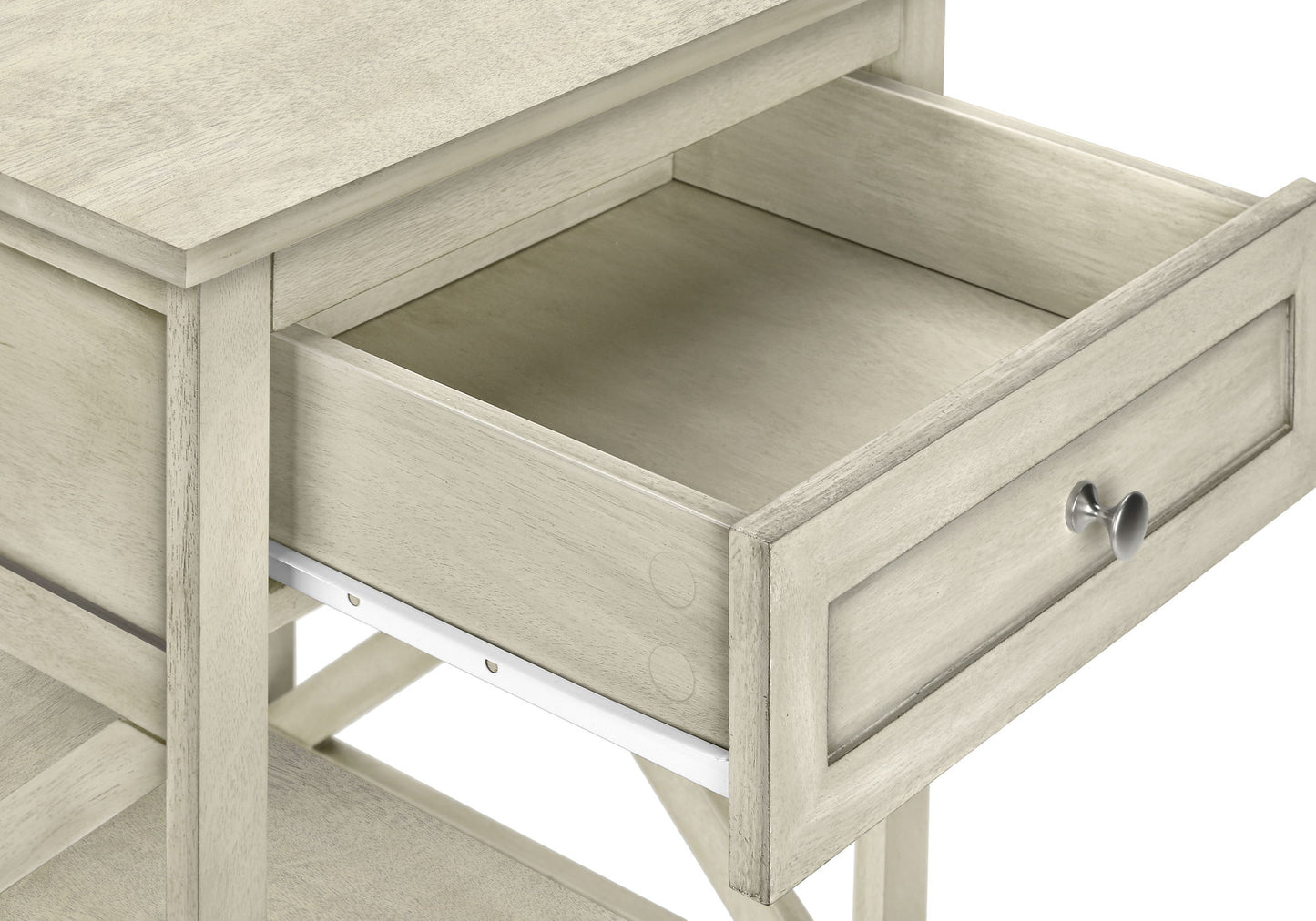 Accent End Table, 2 Tier, Storage Drawer, Transitional - White