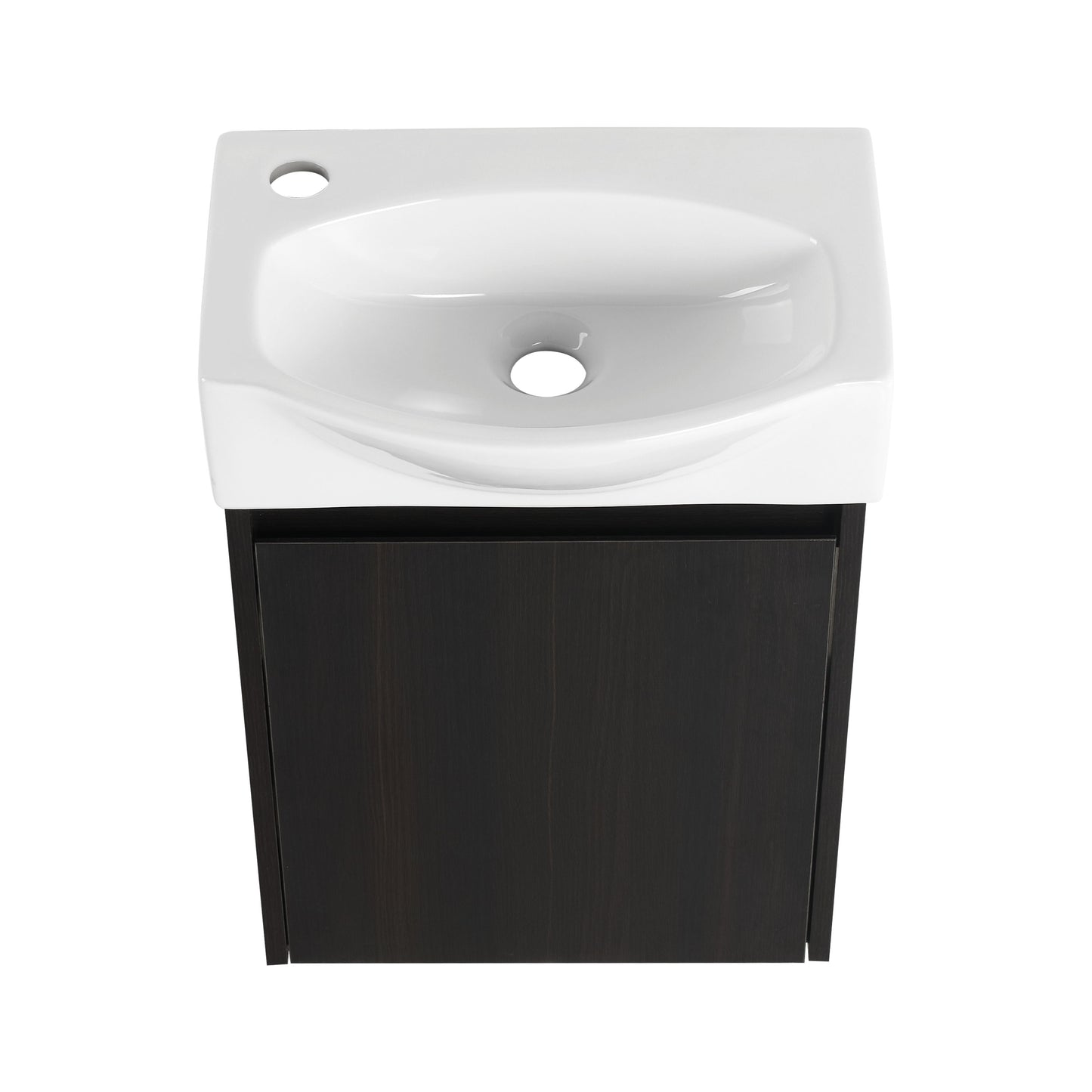 Modern 16" Bathroom Vanity Sink Combo With Ceramic Sink And Cabinet For Small Spaces - Black