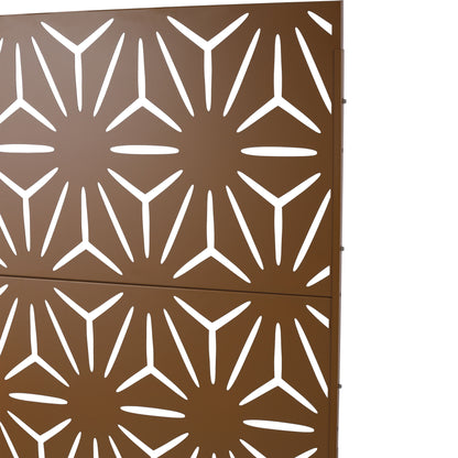 Freestanding Decorative Metal Privacy Screen For Deck Balcony Patio - Brown, Steel, 76" H X 48" W
