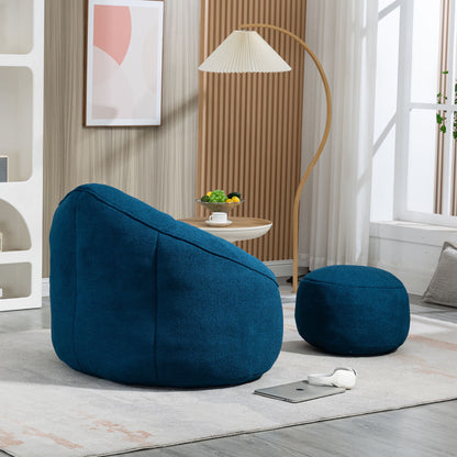 Bedding Bean Bag Sofa Chair High Pressure Foam Bean Bag Chair Adult Material With Padded Foam Padding Compressed Bean Bag With Footrest - Blue