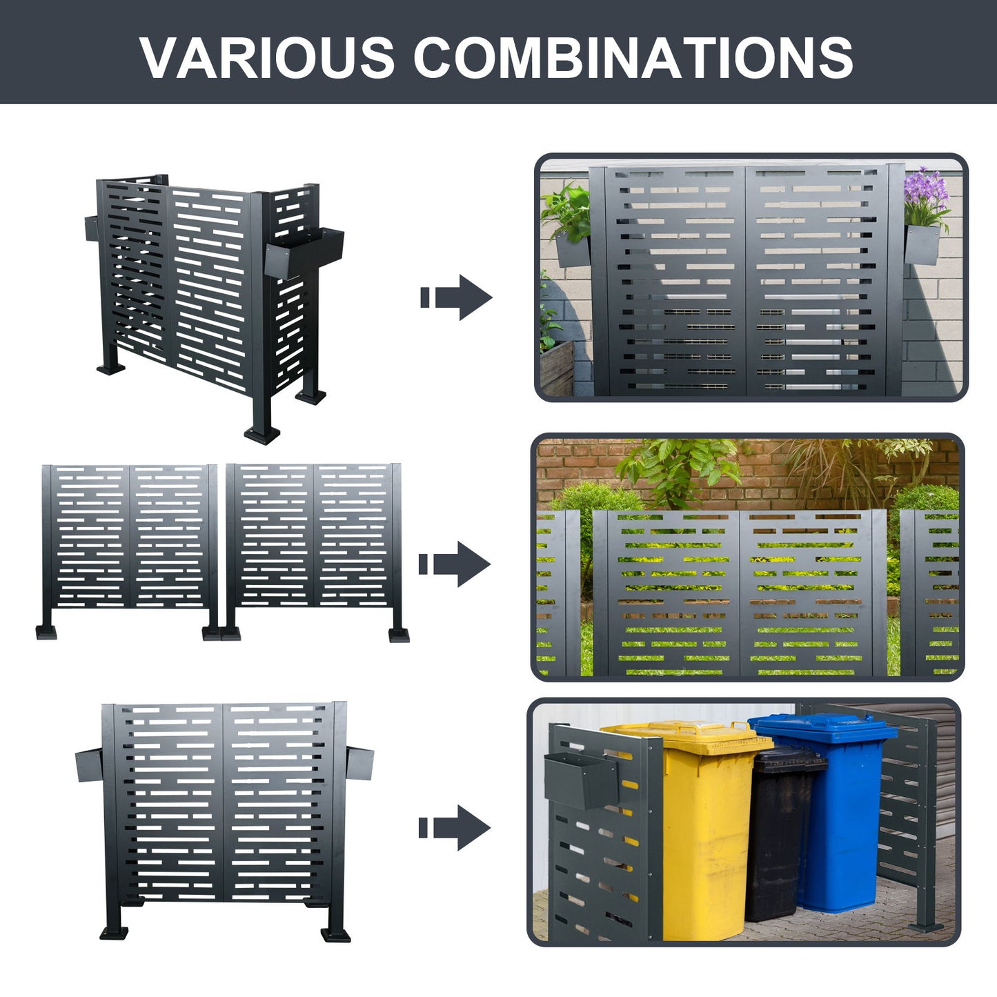 4 X 2 Ft Air Conditioner Fence For Outdoor Units, Metal Privacy Fence Cover, Perfect To Conceal Air Conditioning Units - Charcoal