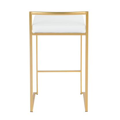 Fuji - Contemporary Counter Stool (Set of 3) - Gold / White