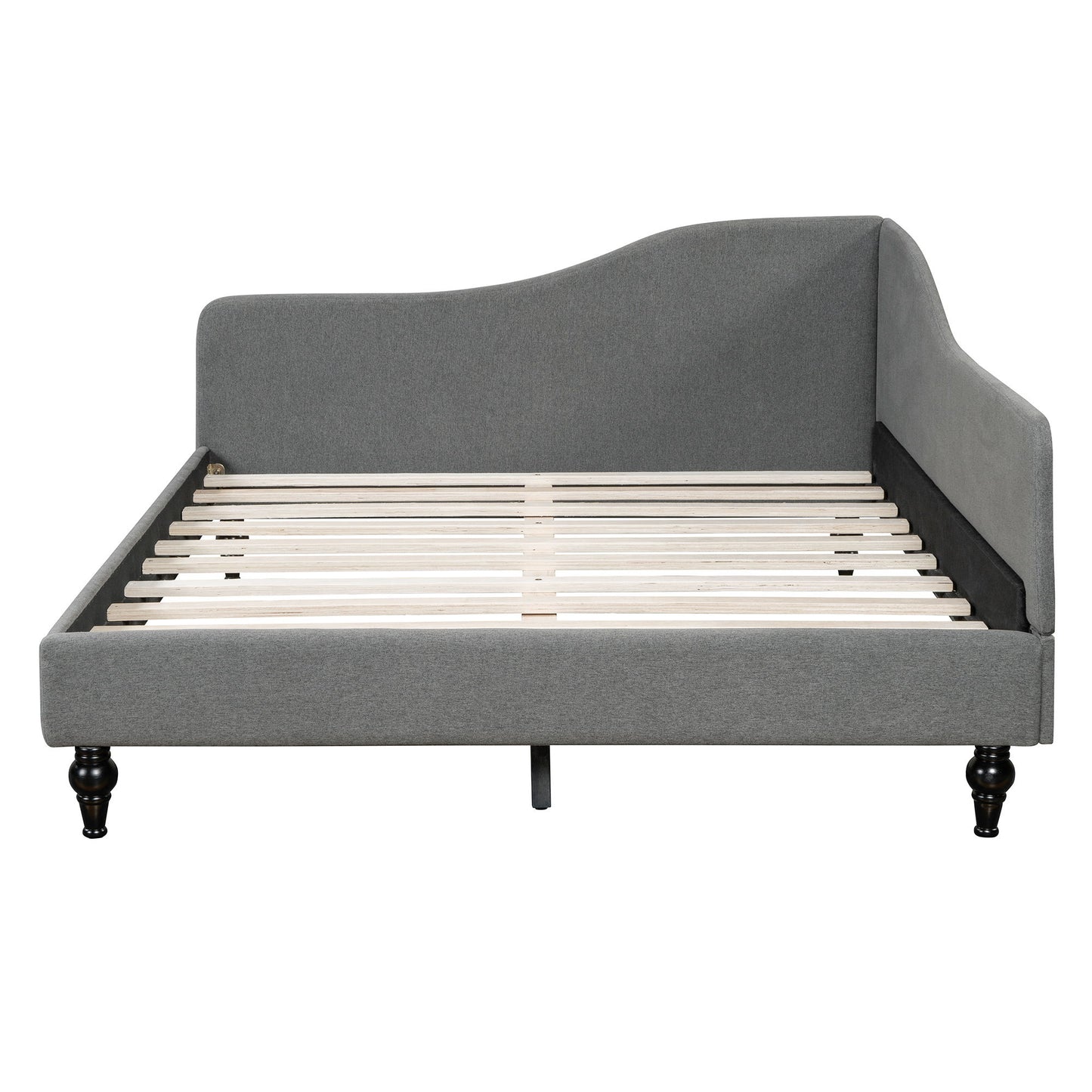 Full Size Modern L Shaped Linen Daybed With Legs - Gray