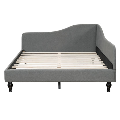 Full Size Modern L Shaped Linen Daybed With Legs - Gray