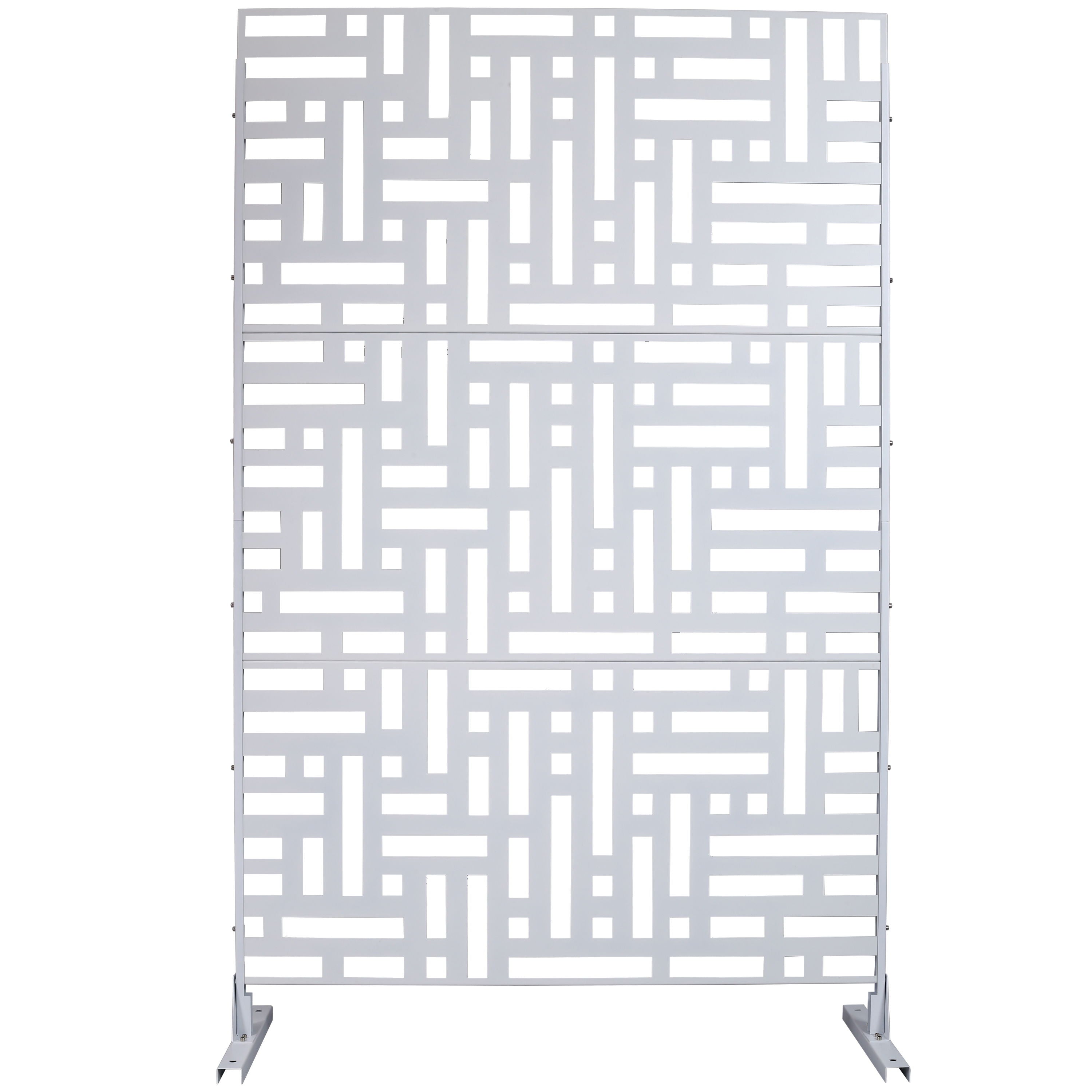 Decorative Freestanding Metal Privacy Screen For Indoor & Outdoor Use - White