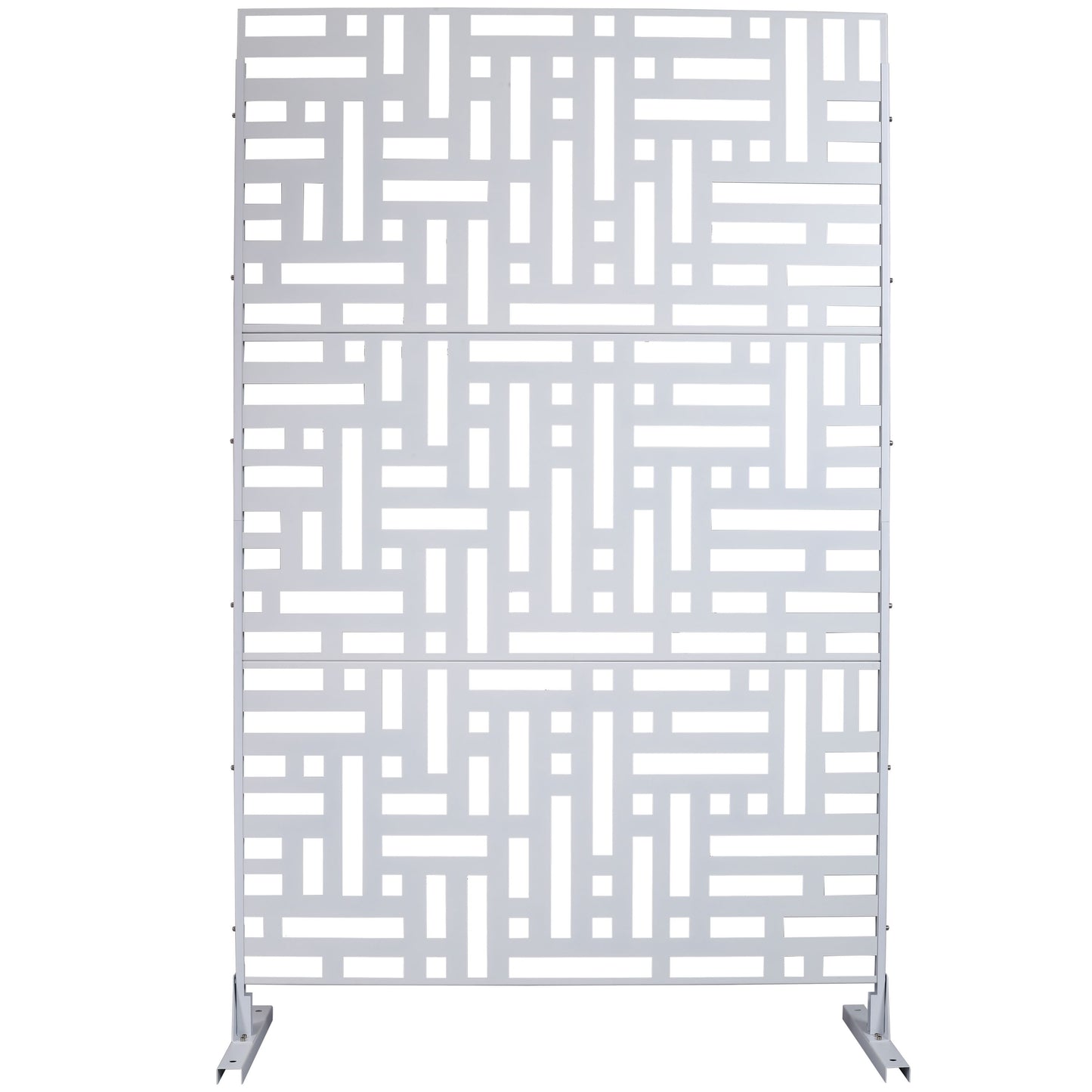Decorative Freestanding Metal Privacy Screen For Indoor & Outdoor Use - White