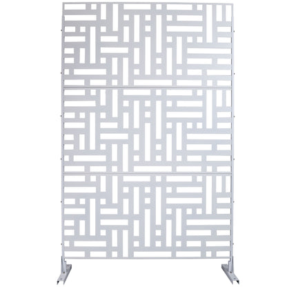 Decorative Freestanding Metal Privacy Screen For Indoor & Outdoor Use - White