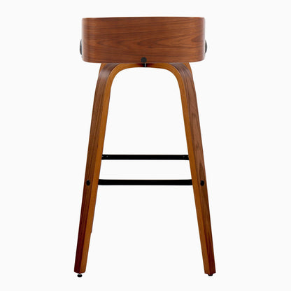 Maya - Mid-Century Modern Fixed Height Barstool With Swivel And Square Footrest (Set of 2) - Walnut / Charcoal