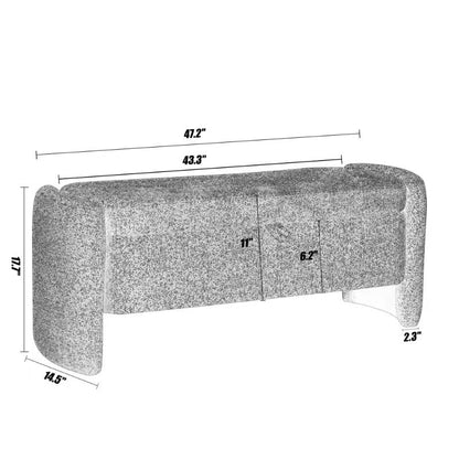 Ottoman Oval Storage Bench Chenille Bench With Large Storage Space For The Living Room, Entryway And Bedroom - Gray