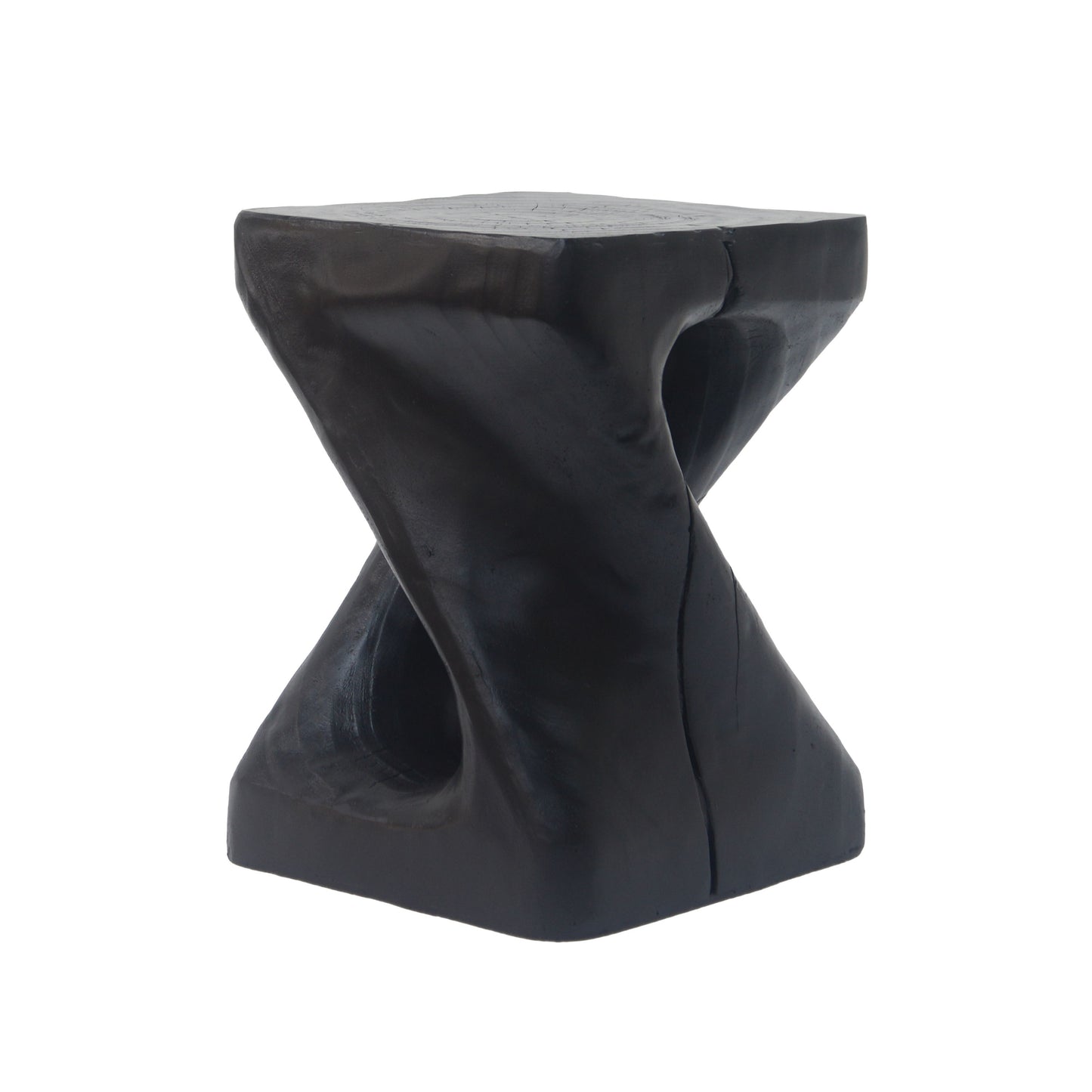 Mgo Twist Shape Side Table With Wood - Like Texture - Black