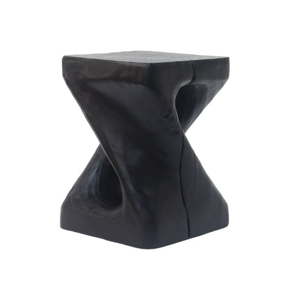 Mgo Twist Shape Side Table With Wood - Like Texture - Black