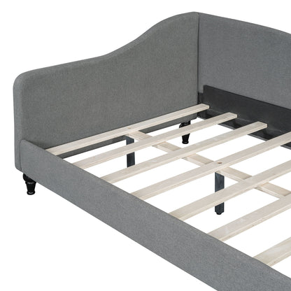 Twin Size L Shaped Linen Daybed With Legs - Gray
