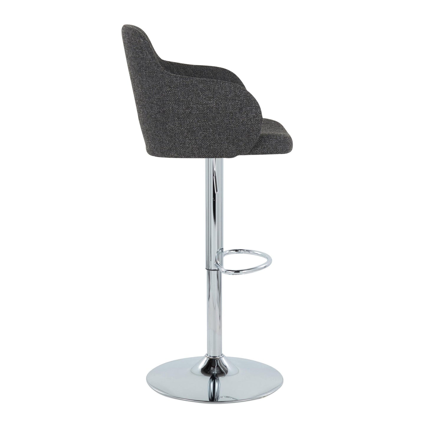 Boyne - Contemporary Adjustable Barstool With Swivel With Oval Footrest (Set of 2) - Chrome / Dark Gray