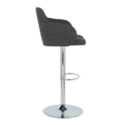Boyne - Contemporary Adjustable Barstool With Swivel With Oval Footrest (Set of 2) - Chrome / Dark Gray