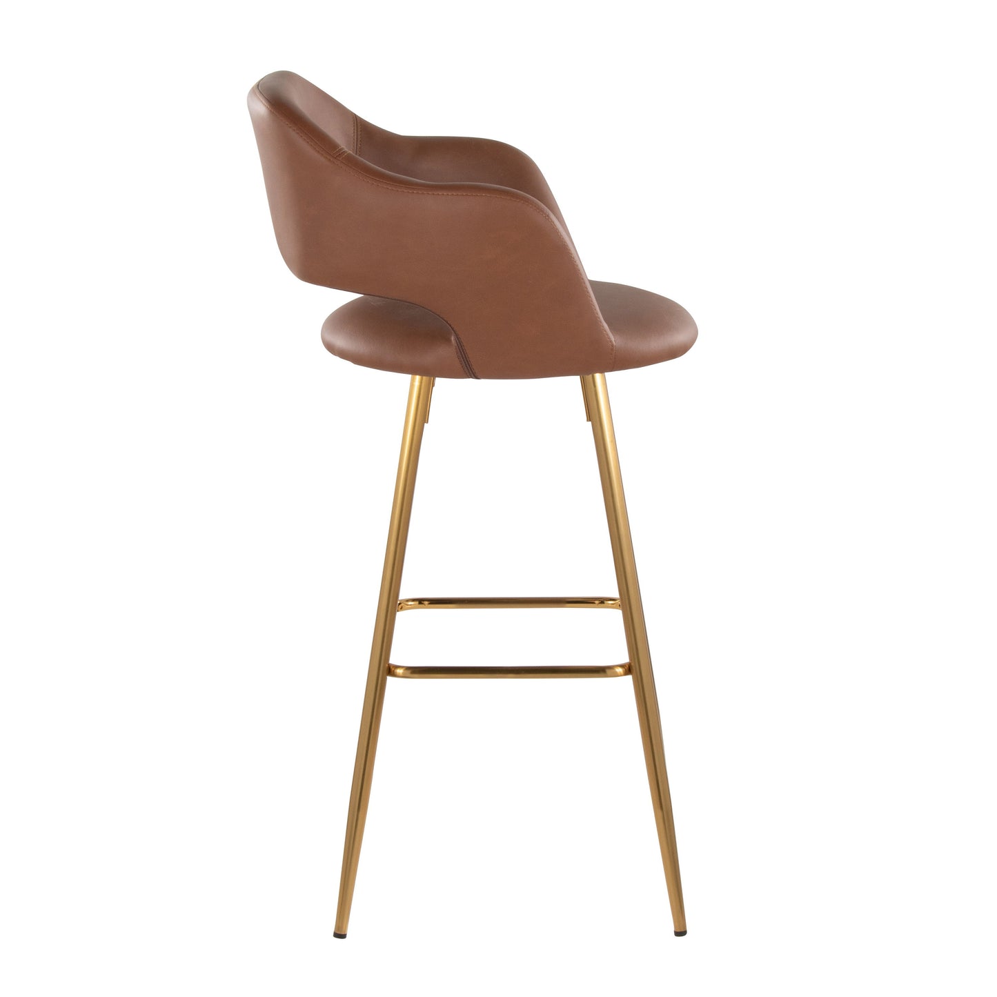 Margarite - Contemporary Fixed Height Barstool With Square Footrest (Set of 2) - Gold / Brown Gold