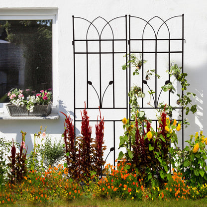 4 Pack Metal Garden Rustproof Trellis For Climbing Plants, Outdoor Flower Support - Black
