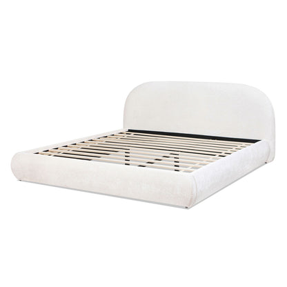 Archie Puffy Grounded - King Upholstered Platform Bed - Almond White