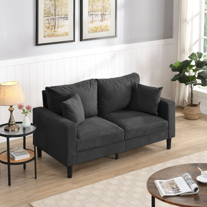Modern Upholstered 57" High Resilience Loveseat Sofa, 2 Seater - Dark Gray