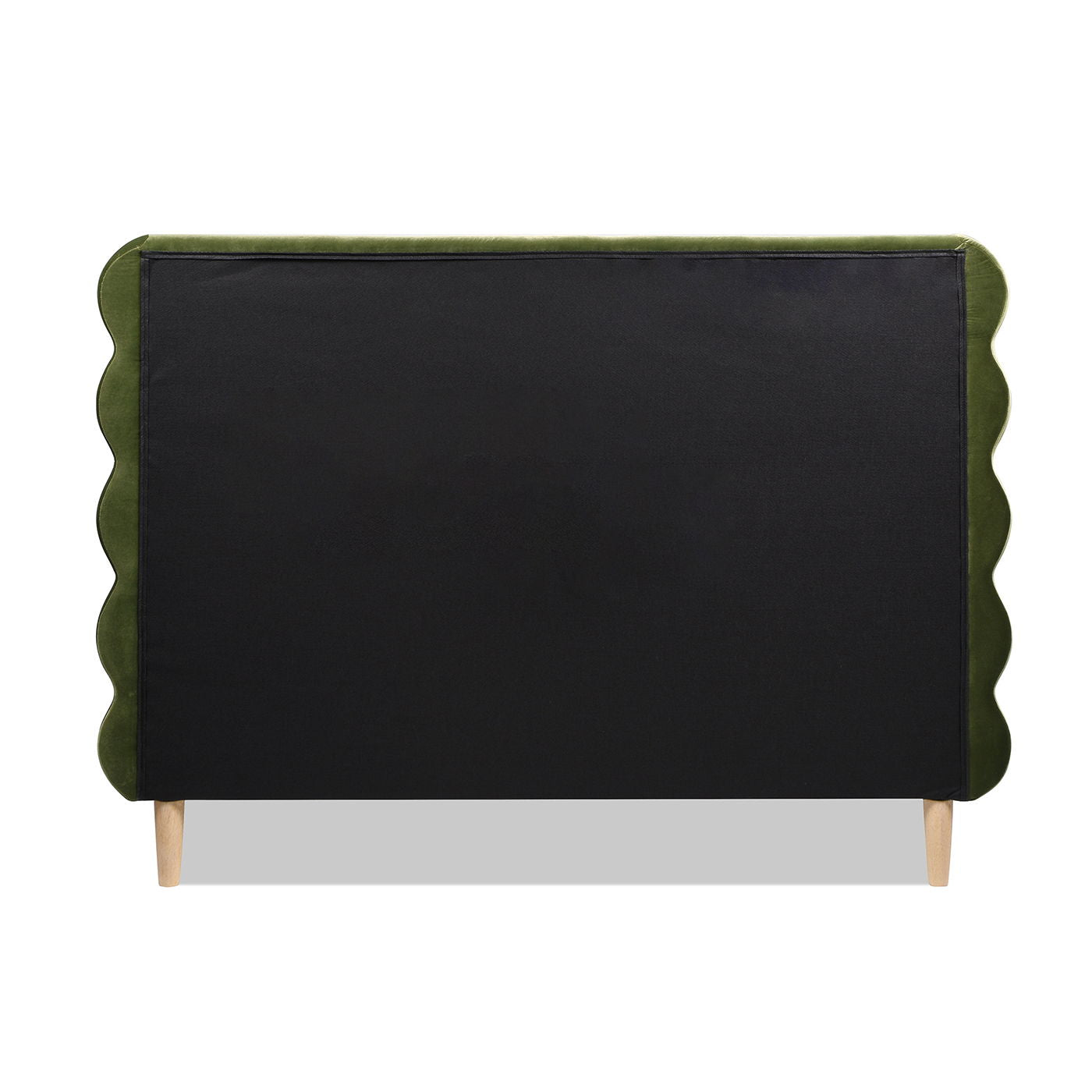 Stockholm - Queen Modern Wavy Headboard Platform Bed - Olive Green