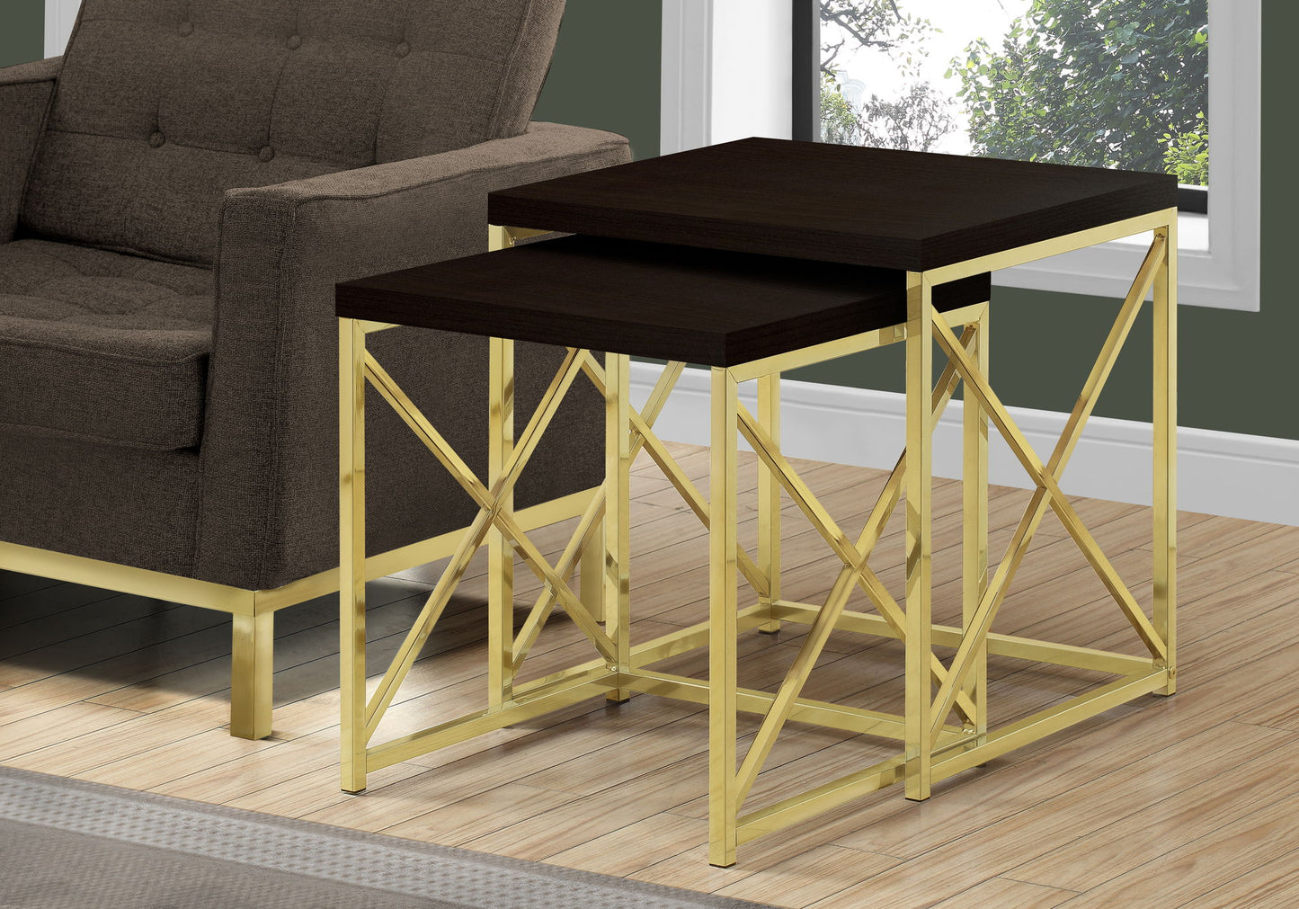 Nesting Table, Side, End, Accent, Contemporary & Modern (Set of 2) - Espresso