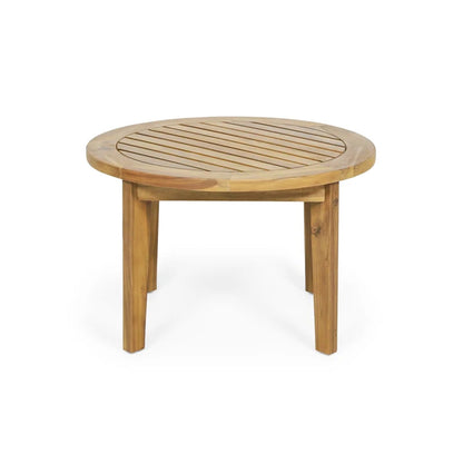 4 Pieces Acacia Wood Patio Furniture Set, Outdoor Furniture With Coffee Table, Patio Conversation Set Deep Seating With Soft Cushion, Porch Chairs For Backyard Porch Balcony - Teak / White