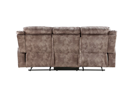 Zubaida - Two Tone Velvet Recliner Sofa With USB Port Drop Down Table - Chocolate