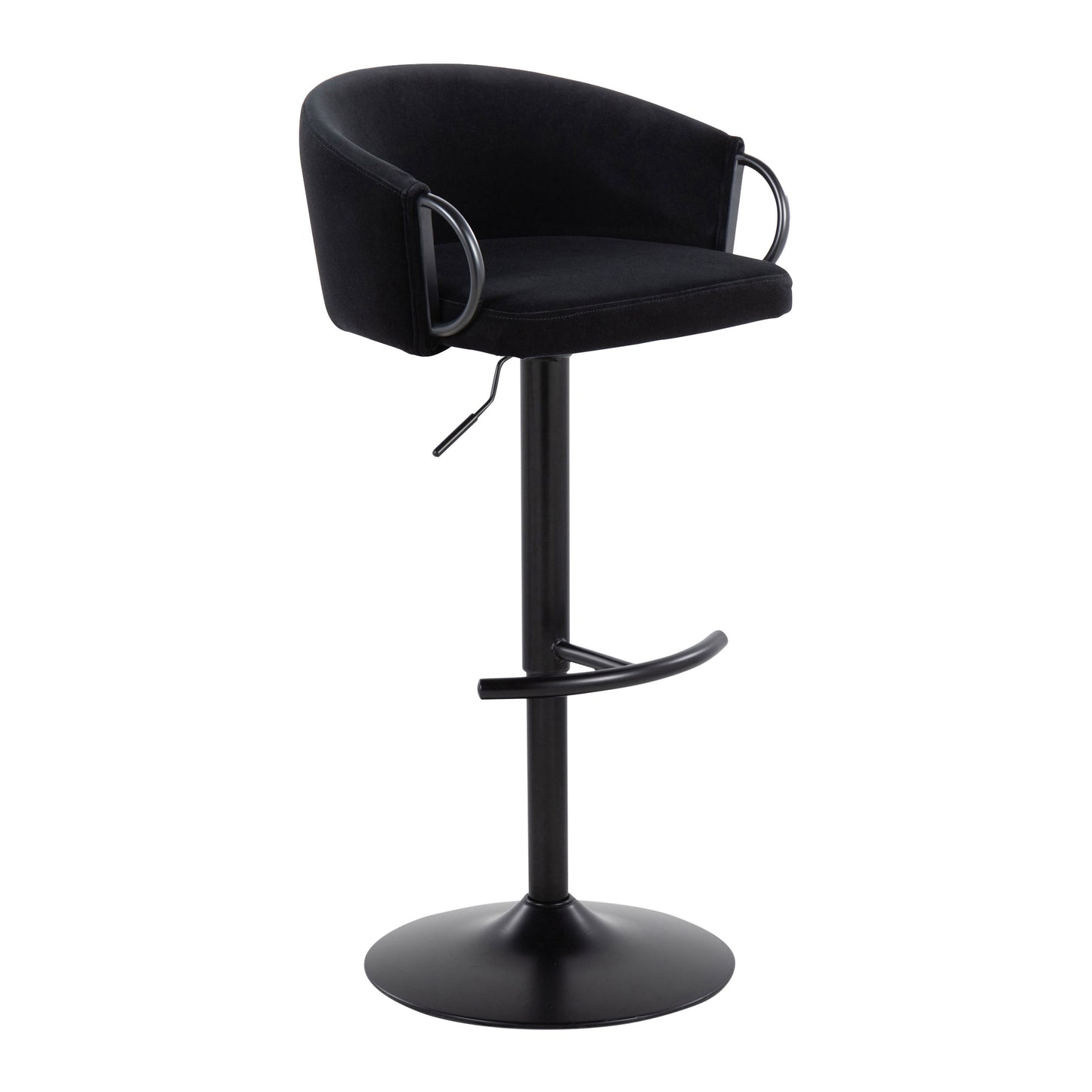 Claire - Contemporary Adjustable Barstool With Swivel With Rounded T Footrest (Set of 2) - Black