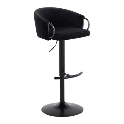 Claire - Contemporary Adjustable Barstool With Swivel With Rounded T Footrest (Set of 2) - Black
