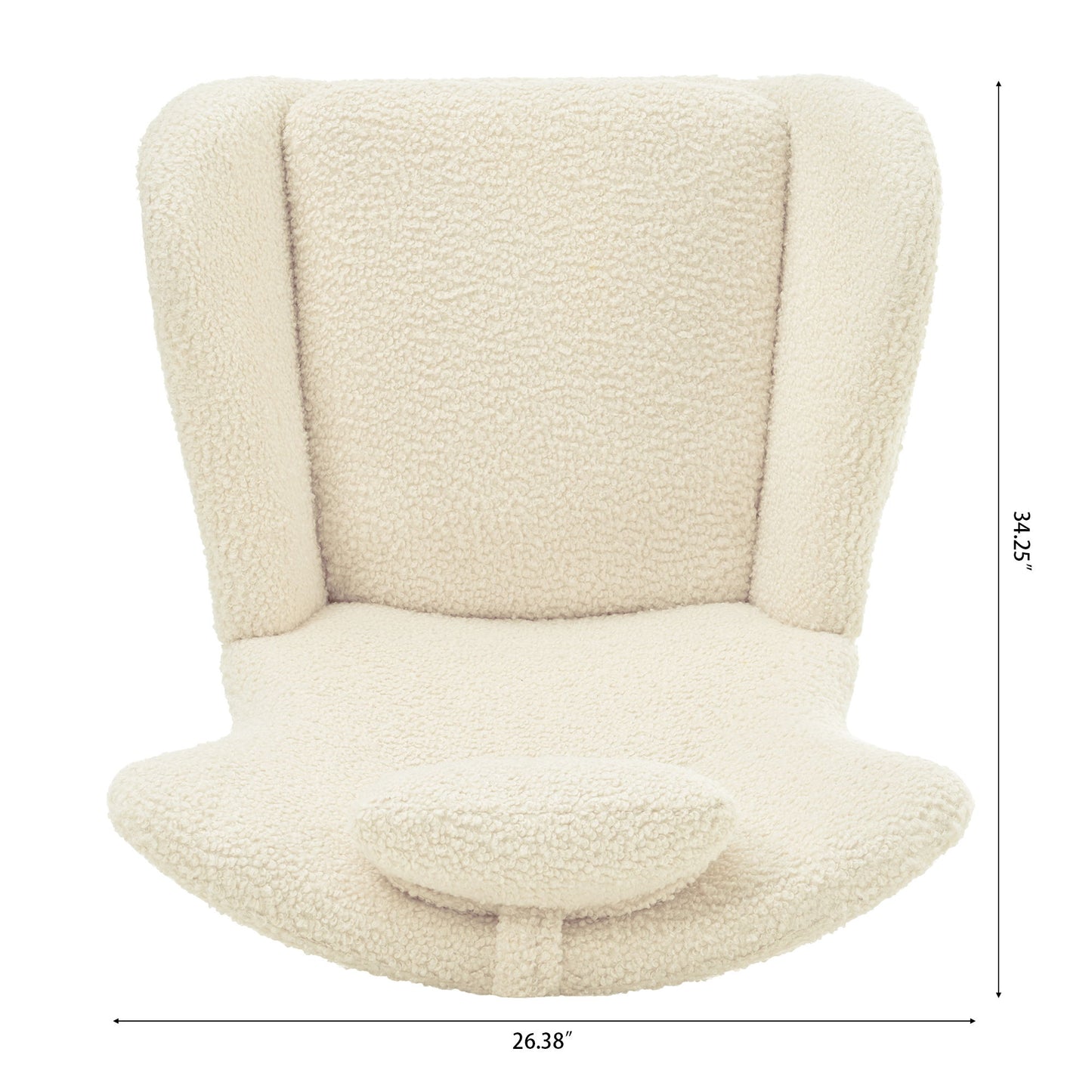 Rocking Chair Nursery, Teddy Upholstered Rocker Glider Chair With High Backrest, Adjustable Headrest & Pocket, Comfy Glider Chair For Nursery, Bedroom, Living Room, Offices, Rubber Wood - Beige