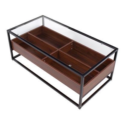 Display Contemporary Coffee Table - Black / Walnut / Clear