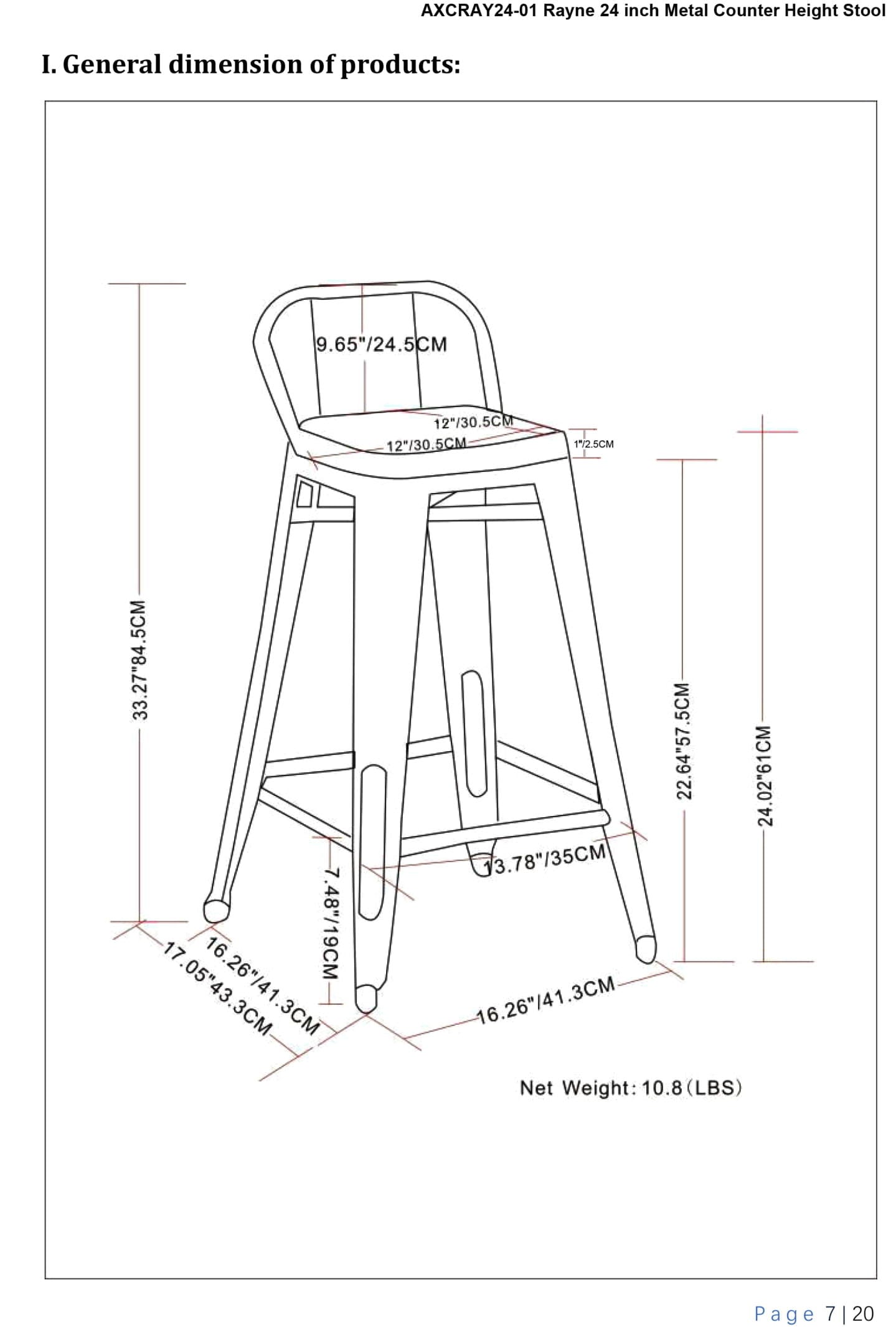 Rayne - Mid Century & Industrial Counter Height Stool (Set of 4) - Black