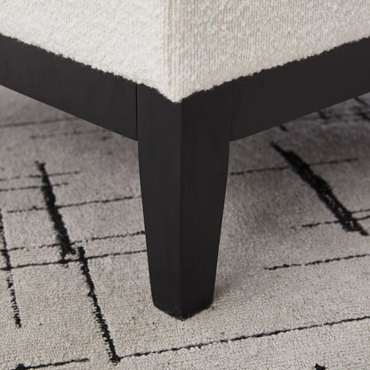 Upholstered Wood Base Storage Ottoman With Reversible Lid Coffee Table, Foot Stool Square Footrest With Rubberwood Legs For Living Room Bedroom Entryway And Office - Ivory