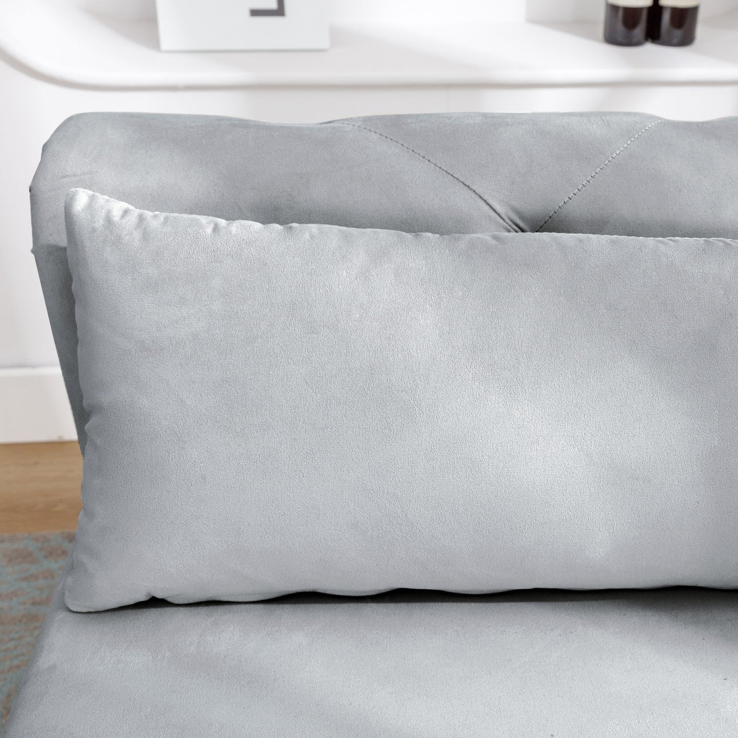 Chaise Lounge Indoor, Velvet Lounge Chair For Bedroom With Storage & Pillow, Modern Upholstered Rolled Arm Chase Lounge For Sleeping With Nailhead Trim For Living Room Bedroom Office - Gray