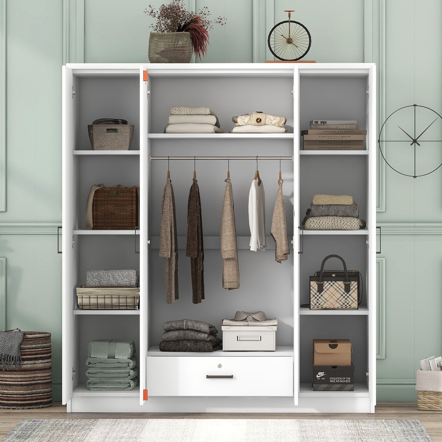 4 Door Wardrobe With 1 Drawer - White