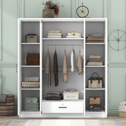 4 Door Wardrobe With 1 Drawer - White
