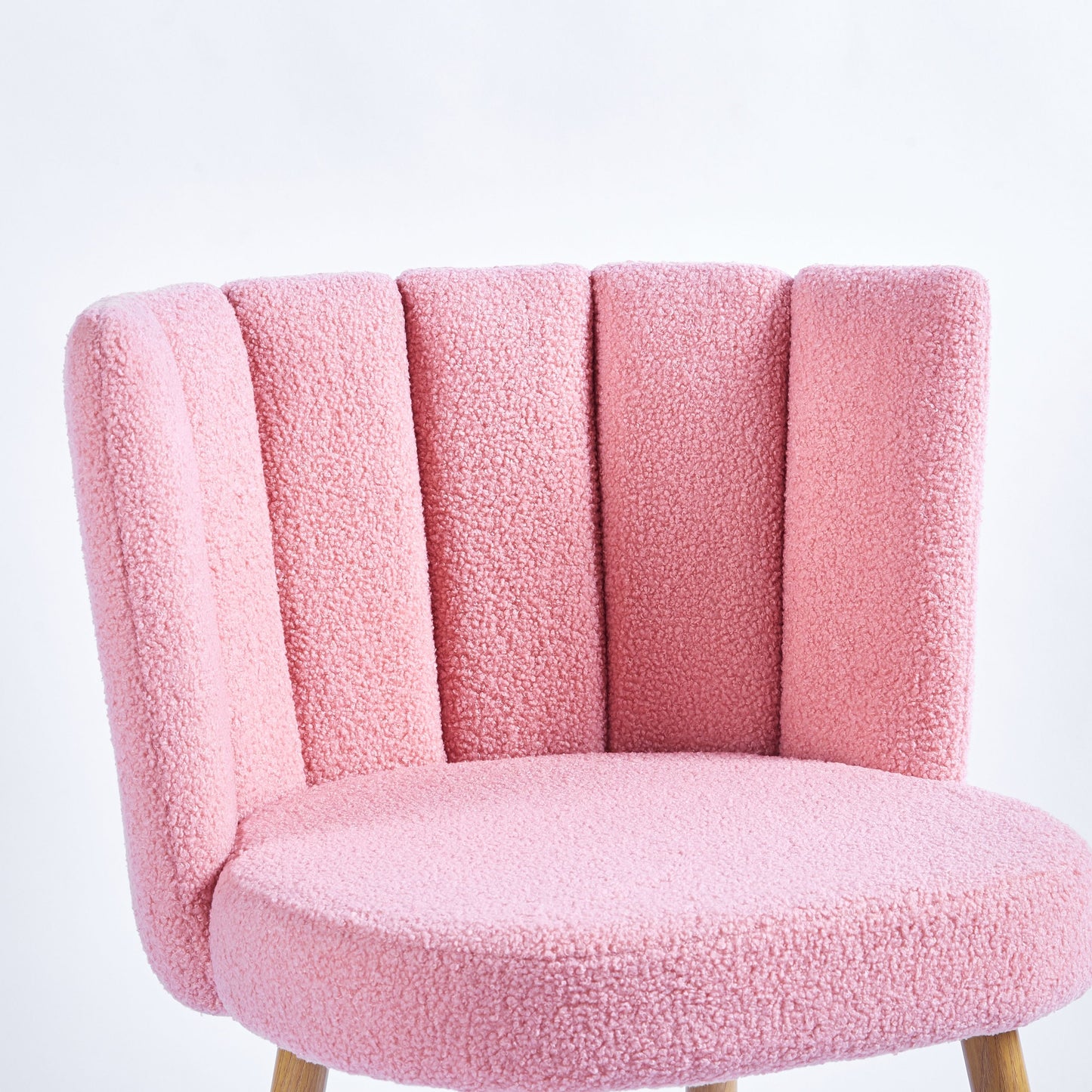 Modern Dining Chair (Set of 2) With Iron Tube Wood Color Legs, Shorthair Cushions And Comfortable Backrest, Suitable For Dining Room, Living Room, Cafe, Simple Structure - Light Pink