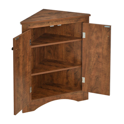 Triangle Bathroom Storage Cabinet With Adjustable Shelves, Freestanding Floor Cabinet For Home Kitchen - Brown