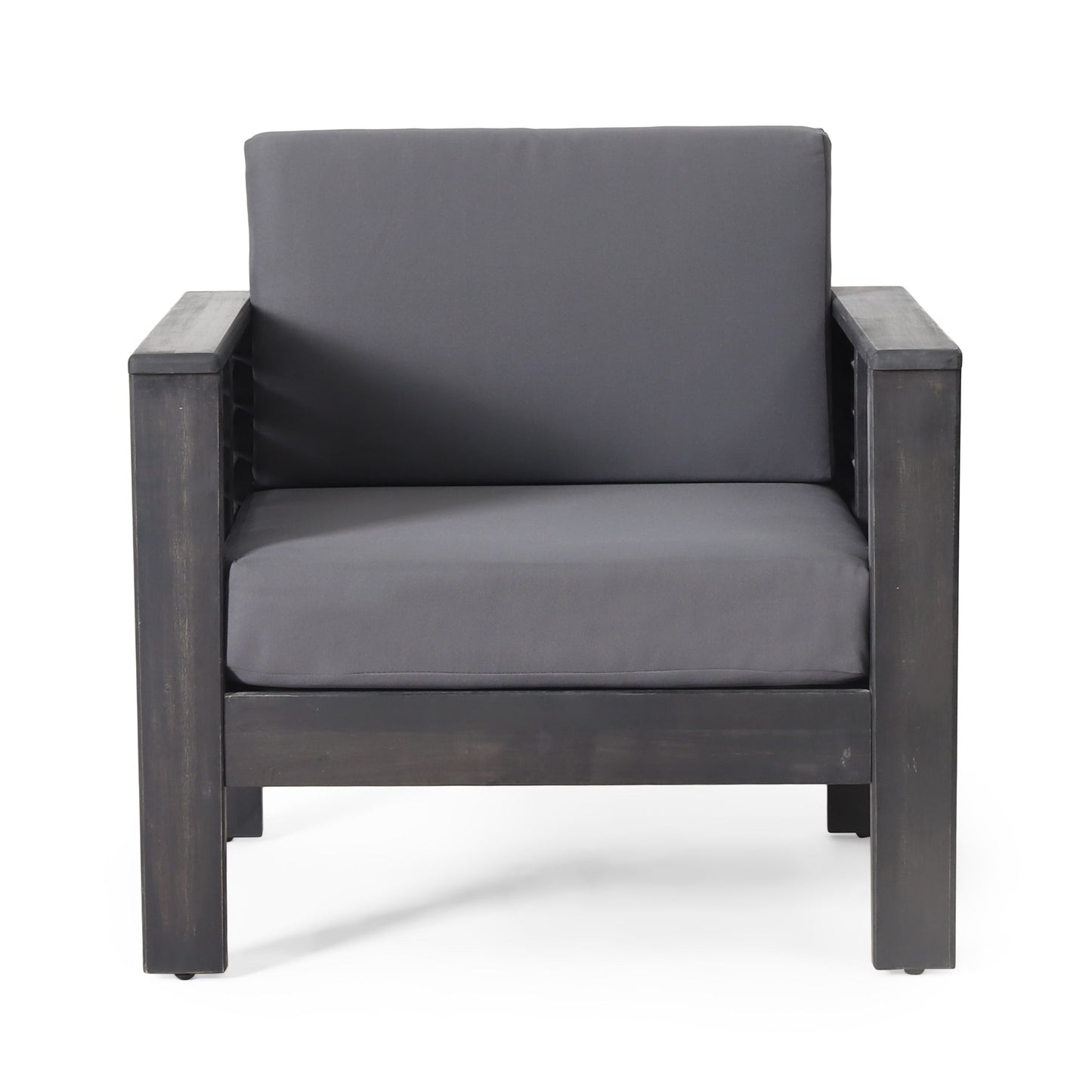 Acacia Wood Loveseat And Coffee Table Set With Cushions - Gray