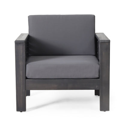 Acacia Wood Loveseat And Coffee Table Set With Cushions - Gray