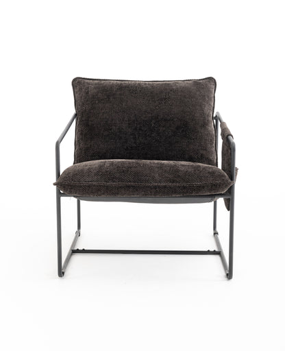 Upholstered Hanging Armchair With Arm Pocket Metal Frame (Set of 2), Crushed Foam Cushions And Skin-Friendly Braid For Living Room And Bedroom - Dark Gray