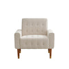 Classic Biscuit Style Accent Chair Comfortable Armrests, Soft Fabric, Elegant Solid Wood Legs With Gold Finish - Beige