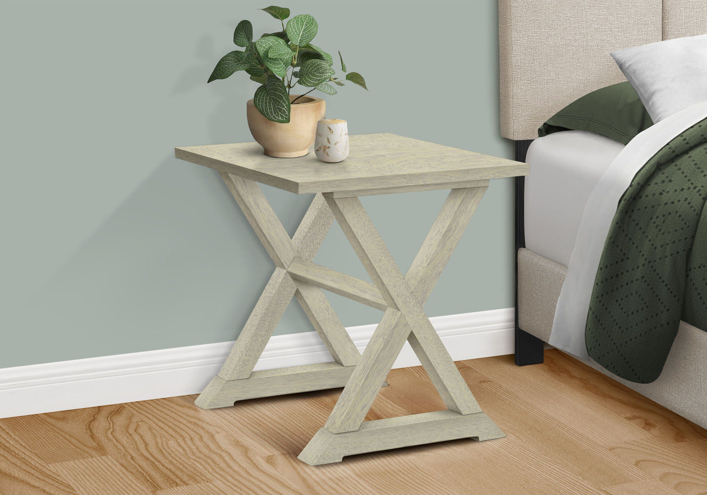 Accent End Table, Square, Transitional - White