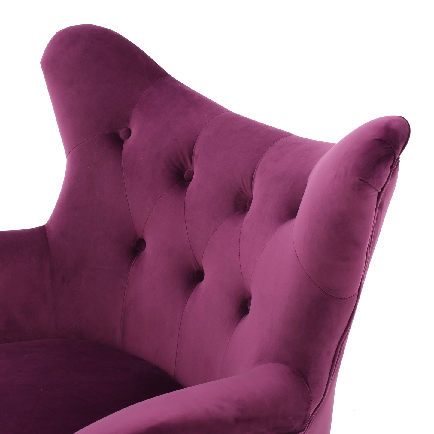 Alyssa - Velvet Arm Chair With Wingback Design - Fuchsia