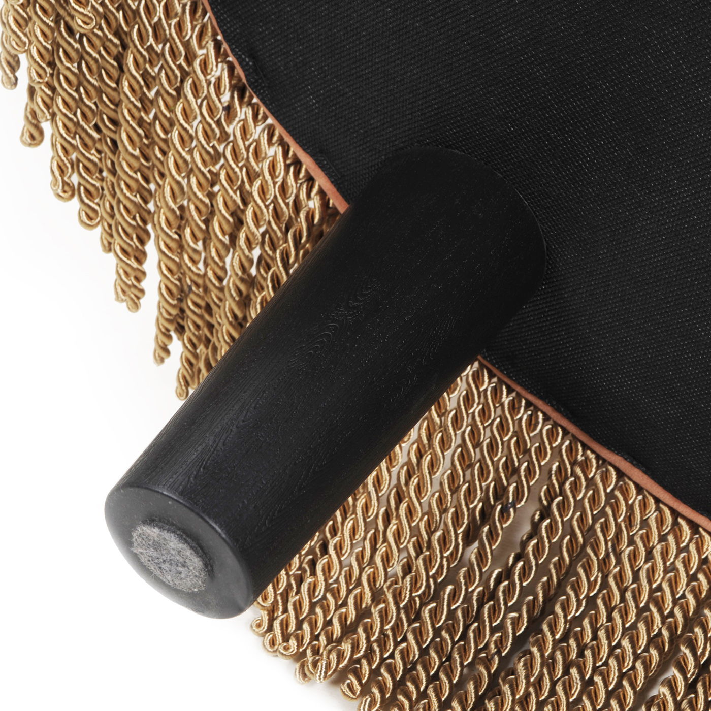 Yolanda - Round Upholstered Accent Ottoman - Peach Orange / Gold