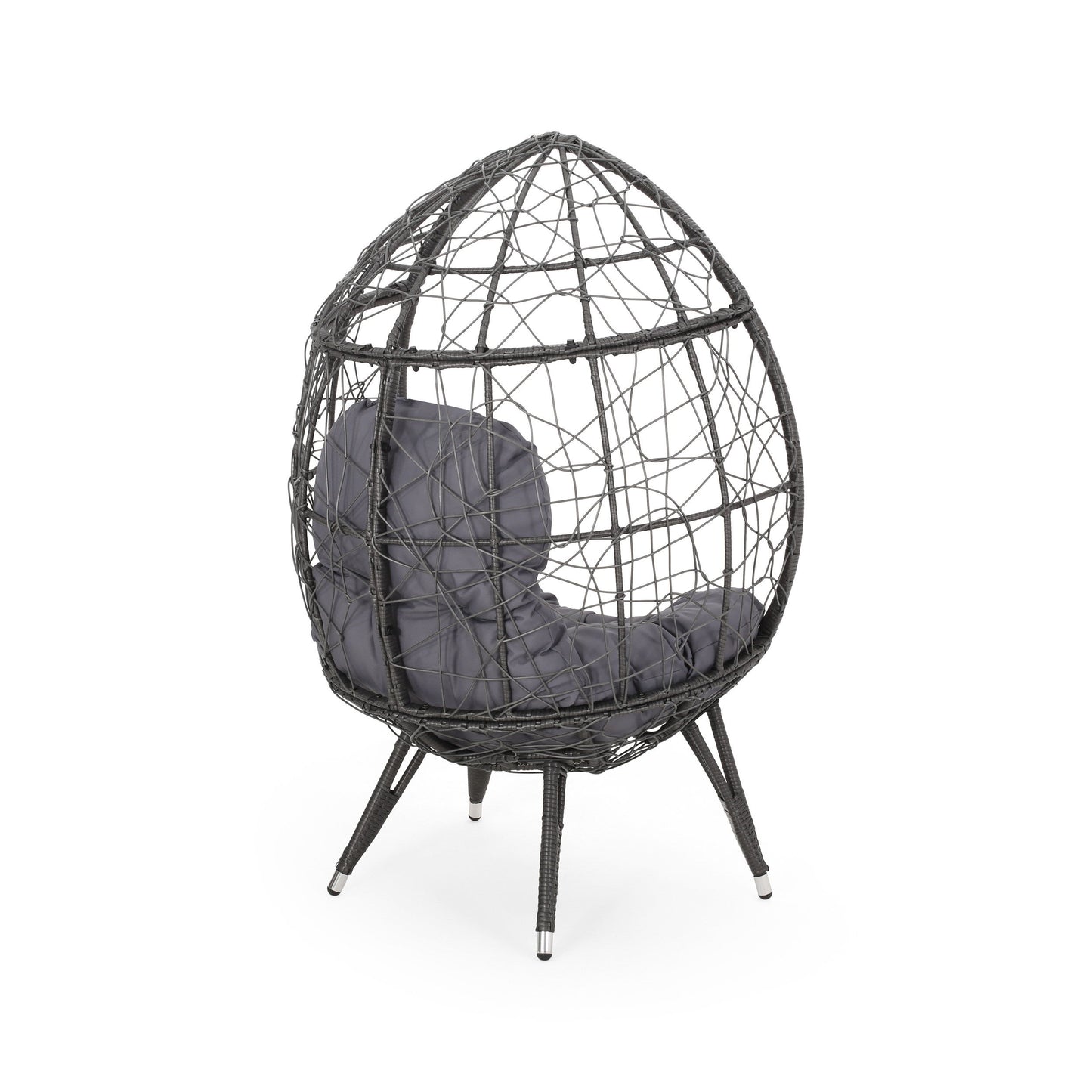 Cosmos - Round Hammered Iron Teardrop Chair - Gray