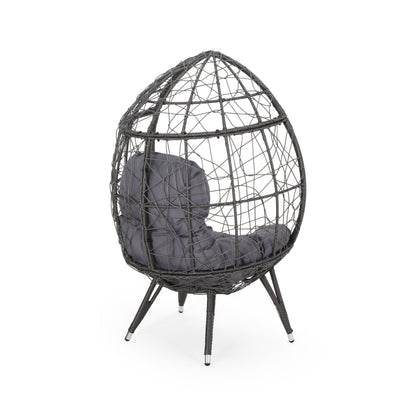 Cosmos - Round Hammered Iron Teardrop Chair - Gray